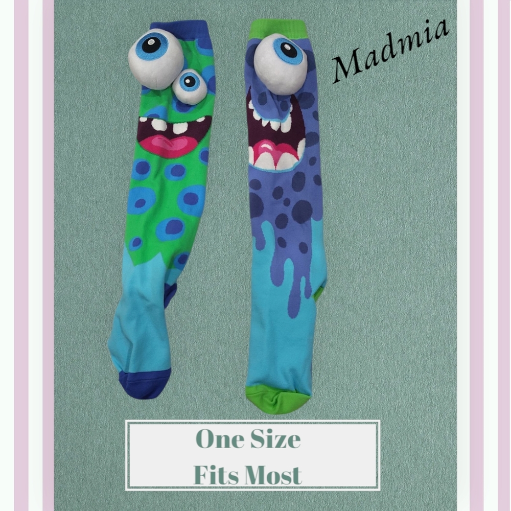 Monster Eye Kids Socks - Blue and Green